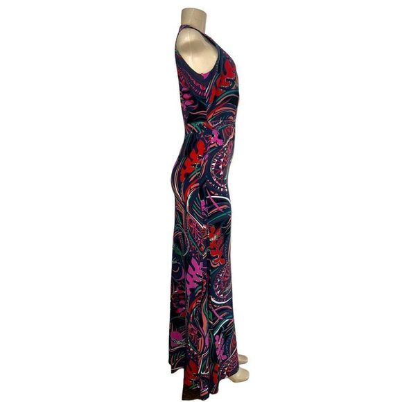 EMILIO PUCCI Black Smeraldo Floral Print Jewel Neckline Maxi Evening Gow… - Picture 8 of 14